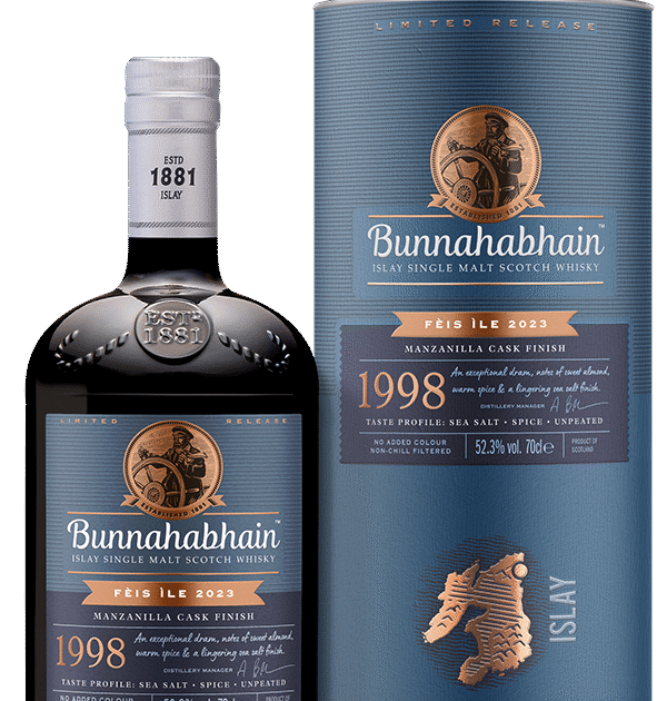 Bunnahabhain 1998 Vintage Manzanilla Cask Finish Feis Ile 2023 Release Islay Single Malt Scotch Whisky 70cl